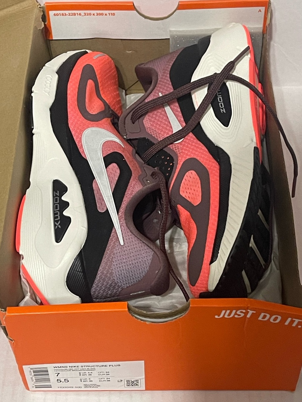 Nike Structure Plus - Women’s 7.5 - Tattoo/Silver/Hot Lava/Black - 7.8 miles